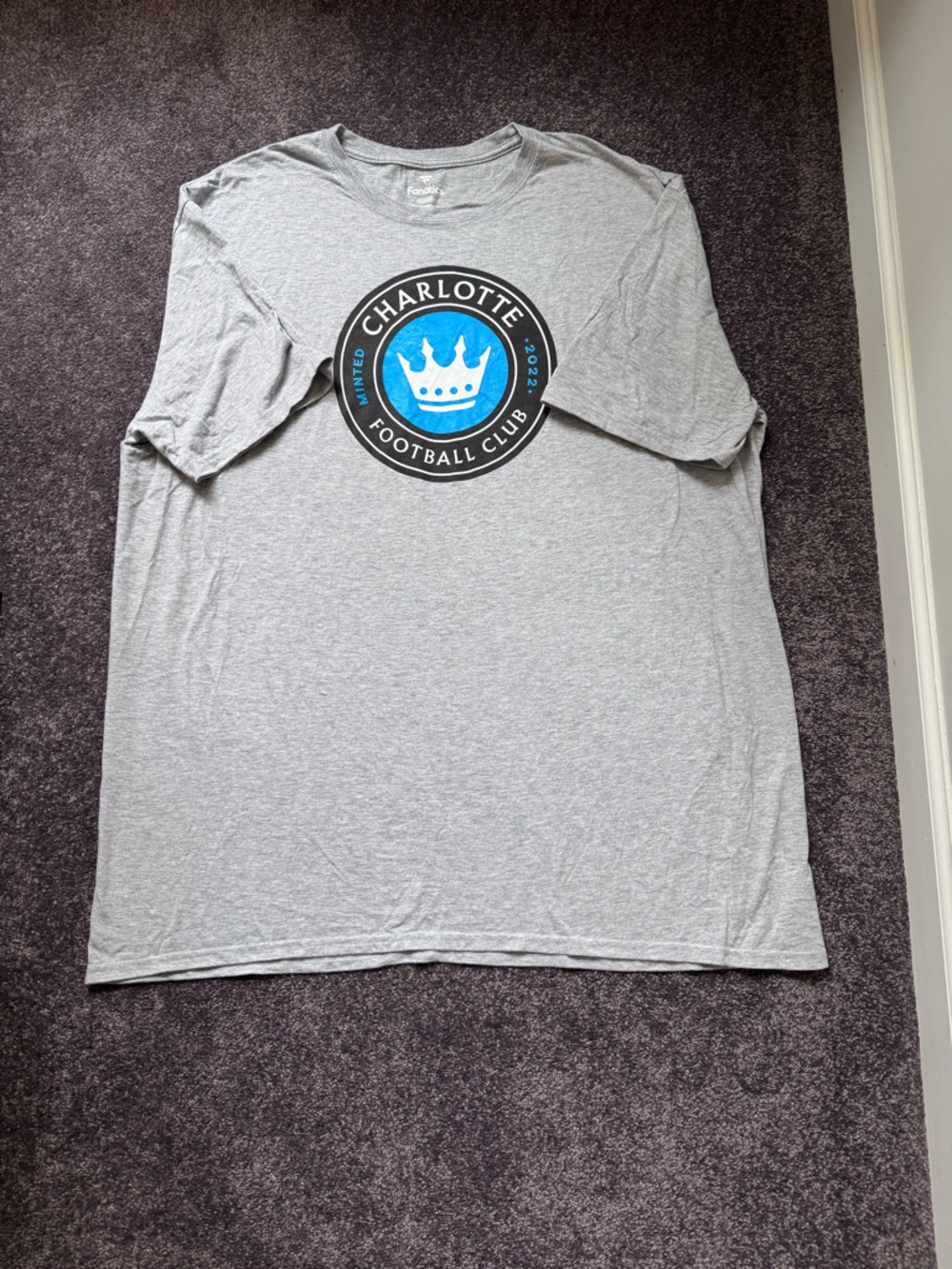 Fanatics Gray Charlotte FC Tshirt with White Logo